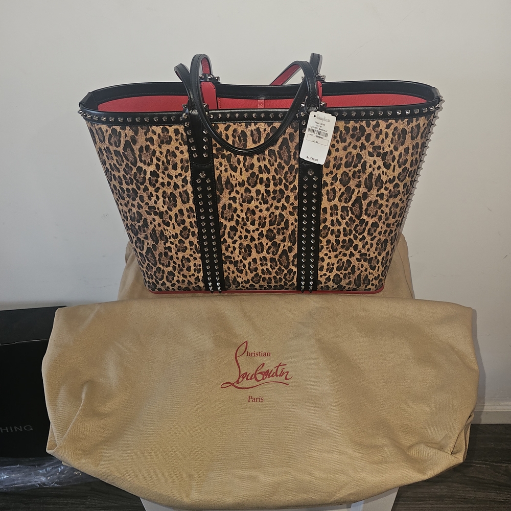 Christian Louboutin Leopard Print Tote with Black Accents